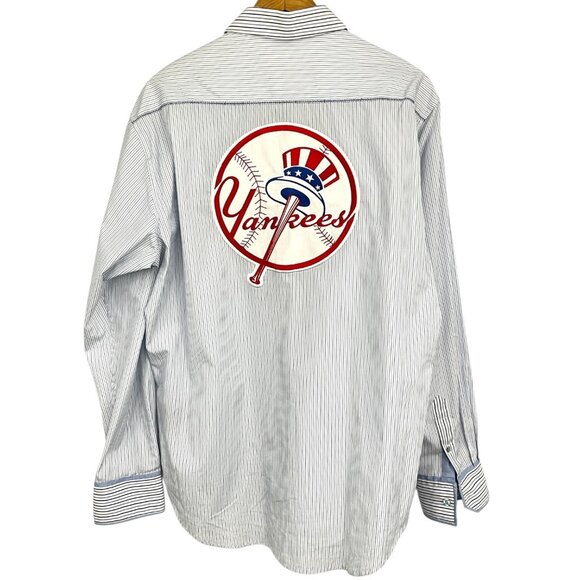 Robert Graham NY Yankees Dress Shirt Size L Flip Cuff Limited Edition Button Up - Picture 1 of 13